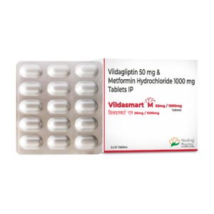 Vildasmart M 50/1000 – 含50毫克维达格列汀和1000毫克盐酸二甲双胍的片剂