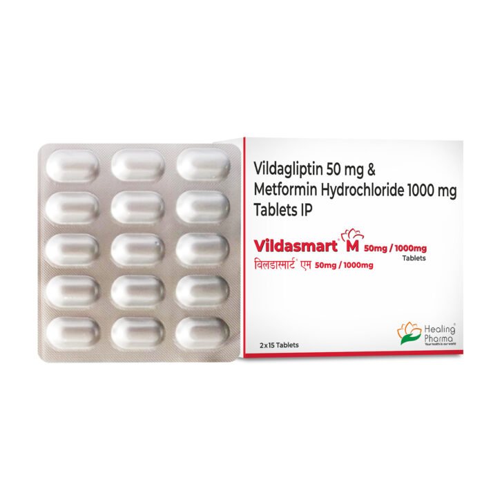 Vildasmart M 50/1000 – 含50毫克维达格列汀和1000毫克盐酸二甲双胍的片剂
